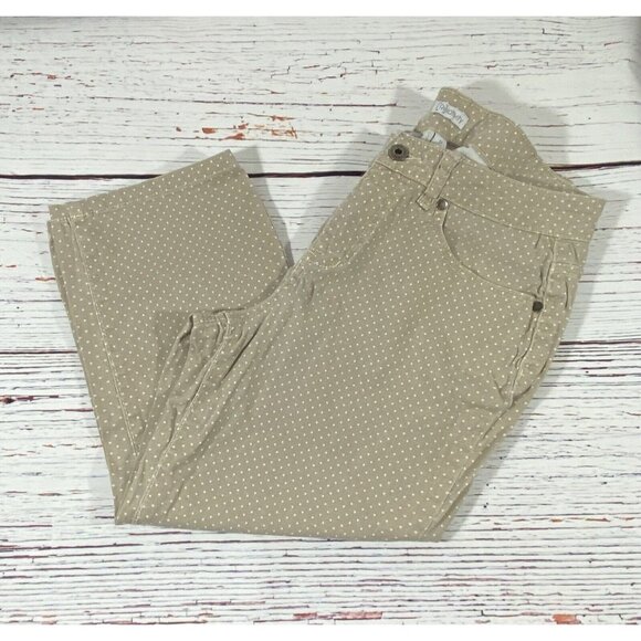 Relativity Capri Pants Womens Size 10 x 19 Polka Dot Tan Brown Long Shorts Jean - Picture 5 of 9